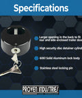 3 Pack Puck Lock Set With Hidden Shackle Keyed Alike 6061 Aluminum Trailer Locks on spec background with keys visible