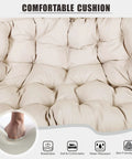 Close-up of cushion for Ultra Cozy Double Hanging Egg Chair With Stand For Patio And Garden Deluxe Hammock Swing Chair