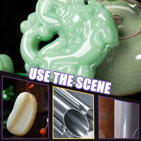 Decorative green jade pendant and usage examples displayed for creative inspiration
