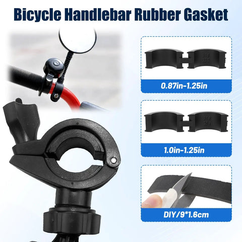 12 Pcs Bicycle Handlebar Rubber Gasket Kit Fits 22.2 25.4 To 31.8 Mm Plus 2 DIY Gaskets with detailed size view