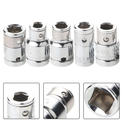 Must Have Hex Socket Adapter Kit forged from tough CR-V Steel Transforms Your 1/4 3/8 And 1/2 Inch Square Drive Ratchets Into Super Cool Screwdriver Bits For Any Drilling Or Driving Job Fast, 5pc set