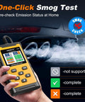 Hand holding OBDII Diagnostic Tool That Reads And Clears Check Engine Codes With Wireless Printing And Live Data Graphs.