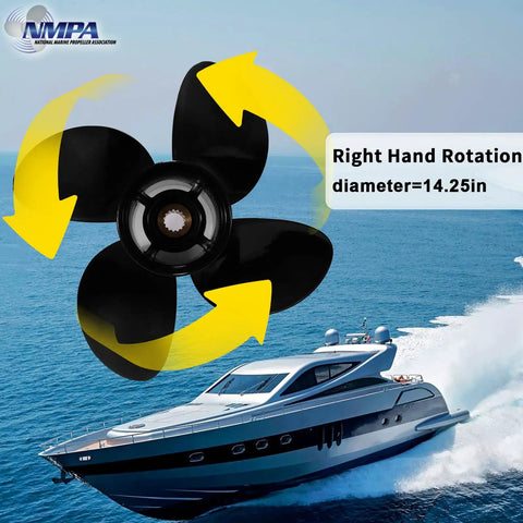 Upgraded Heavy Duty Aluminum Boat Propeller 14 1/4 X 19 Pitch Four Blade Right Hand Rotation For Yamaha Outboards 150 300 HP