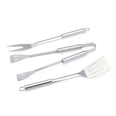 4 Piece Stainless Steel BBQ Grilling Tool Set With Carry Bag Rust-Resistant And Dishwasher Safe Includes Spatula Grill Fork Tongs