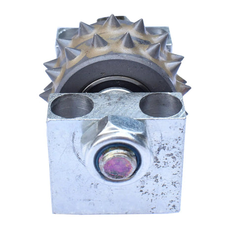 Front view of Pro Grade 30 Tip Bush Hammer Replacement Roller Set for 5 Inch Bush Hammer Plate, textured spikes detail.