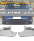 Fresh Chrome Tesla Model 3 Mirror Lower Cover Caps Pair 2017-2022 Replacement Trim on vehicle installation location