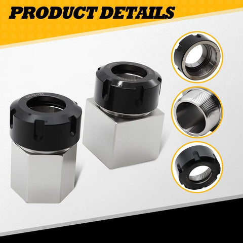 ER-32 Collet Block Set for CNC Machining, square and hex workholding blocks, precision ground flatness 0.2-0.3mm, product details