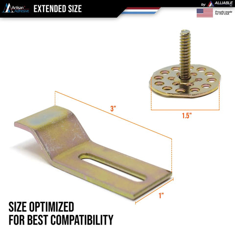 Beefy 10 Pack Heavy Duty Undermount Sink Clip Kit With Epoxy Sink Clips and Strong Sink Brackets, size 3x1.5 inches, tool size shown