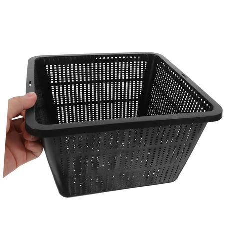 Hydroponic Plant Basket Net Pots 2 Pack For Veggie Growing, Lightweight Plastic Mesh Pots, Easy To Move And Relocate, Dope Garden Gear For Indoor And Outdoor Hydroponics black mesh pot held in hand
