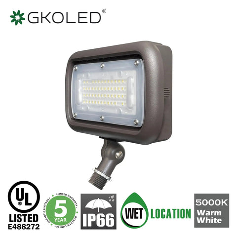 Beast Bright Outdoor Security LED Flood Light Set, 45W LED, 5400 Lumens, 5000K Daylight White, bronze adjustable knuckle