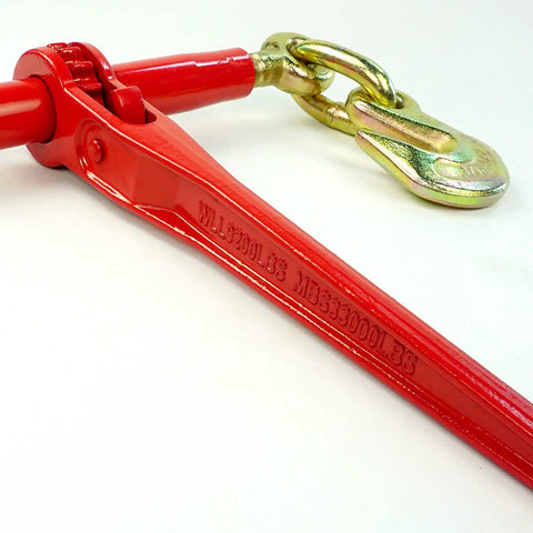 Beefy Heavy Duty 5/16-3/8 Inch Drop Forged Ratchet Load Binders Pack Of 2 With Grab Hooks, 5,400 Lbs Working Load Limit