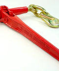 Heavy Duty Ratchet Load Binders 3/8 to 1/2 Inch Chain, Drop Forged 9,200 Lbs WLL, 2 Pack shown in close-up with red finish
