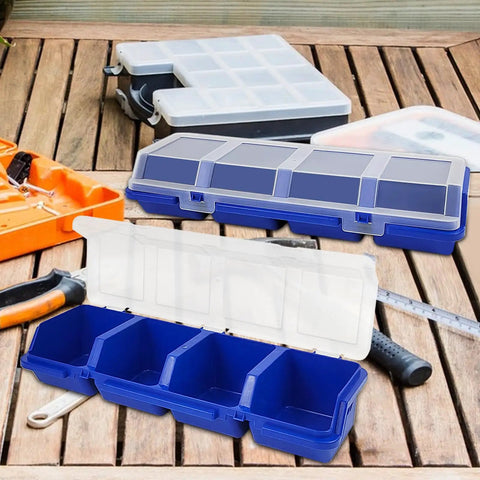 Six Piece Screw Organizers With Lids Plastic Stackable Hardware Bins For Garage And Workshop