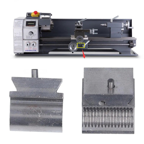 TR16x2.5mm Metric Split Nut And Lathe Half Nut Kit For Mini Bench Lathes displayed on a lathe with precision engineering parts.