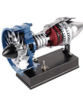 Ultra Realistic Mini Metal Turbofan Engine Model Kit That Actually Runs, 1:20 Scale, side view, all-metal parts, transparent cover