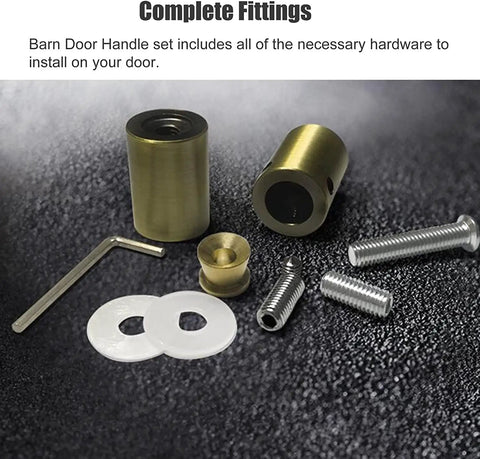 Hardware components for Heavy Duty Solid Aluminum Door Handle Set For Exterior And Interior Doors With Double Sided Push Pull Design.