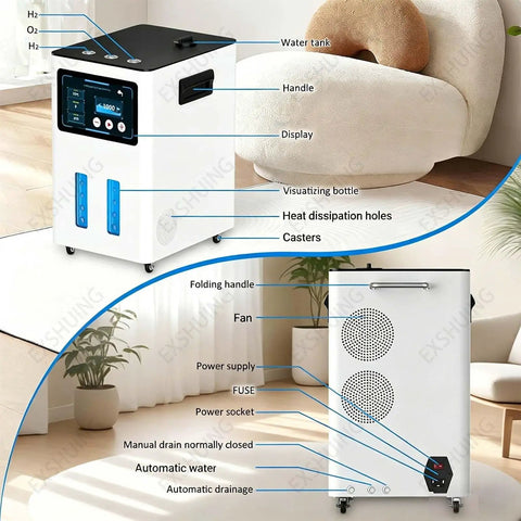 Hydrogen Inhalation Machine With 99.99 Percent Pure H2, Three Outlets, 4200 Ml Per Minute Flow, Auto Water Supply, Touchscreen Timer