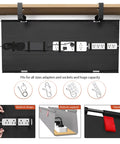 36 Inch Under Desk Cable Management Tray With Clamp And Screws, Large Fabric Cord Organizer showing power cords and USB cables neatly stored