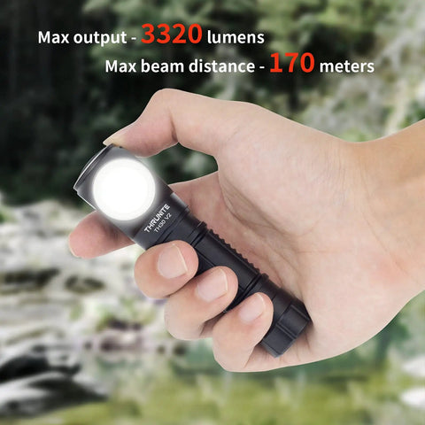 Hand holding Beast Mode Bright USB C Rechargeable Headlamp With 3320 Lumens And 170 Meter Beam One Hand Operation