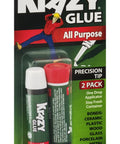 All Purpose Instant Super Glue Set With Precision One Drop Applicator, two 2g tubes, packaging view for ceramic plastic wood bonding.