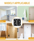 3 Pack 4 Inch Self Closing Spring Hinges For Doors Heavy Duty Steel Build shown in kitchen, bathroom, basement, and entrance settings.