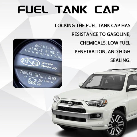 Gas Cap Replacement 77300-06040 For Toyota Scion And Lexus Rides fuel tank cap shown with installation instructions and SUV model.