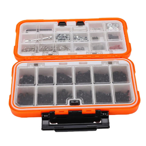 RC Screw Kit Stainless Steel Hardware Set 537 Pieces With Double Sided Storage Box M3 M4 Fasteners For 1 8 1 10 12 16 RC Cars Trucks Crawlers Beefed Up Build, open organizer