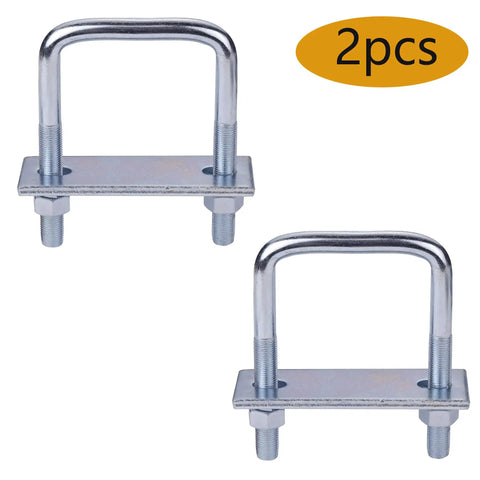 Two Piece Leaf Spring Clamp Kit Fits Up To Three Inch Wide Leaf Springs Locks Springs Together, shown with two silver clamps