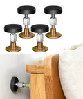 Four Straight Up Dependable Adjustable Headboard Stoppers For Wall self adhesive bed frame brackets with black pads.