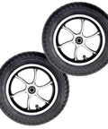 Heavy Duty 10 X 2.125 Pneumatic Tire Caster Wheels Pair with aluminum hub, showing detailed tire tread and design.