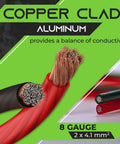 8 Gauge CCA ground wiring kit 25 ft each red and black jacket 3 in 1 ground battery cable with copper clad aluminum details