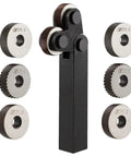 Diagonal Dual Wheel Knurling Tool Set with interchangeable wheels for 0.5mm, 1mm, and 2mm knurling, shown with steel tool and wheels.