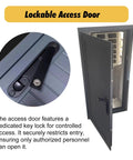 Heavy Duty White Lockable Access Door For Crawl Space And Attic Projects Flush Mount Insulated Wall Panel with key lock detail.