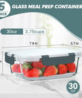 30 Oz Glass Meal Prep Containers Set Of Five With Lids Durable Glass Storage For Lunches And Leftovers Dishwasher Safe