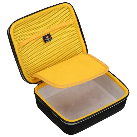 Ultimate Heavy Duty Hard Case For Dymo Rhino 4200 Label Maker Built Different Badass Drop Proof Eva Armor With Lock In Protection And Water Resistant Shield interior view with mesh pocket and soft lining