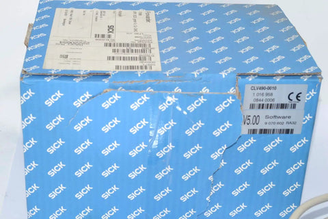 Beefy Fixed-Mount Laser Barcode Scanner CLV490-0010 in sealed package with detailed labels visible