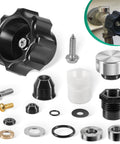Wall Hydrant Repair Kit Complete Service Rebuild For 300 400 500 Series Mansfield Style And 300 400 Series Wall Hydrants Includes Stem Vacuum Breaker And Handle For Easy Install, shown with components and installation example