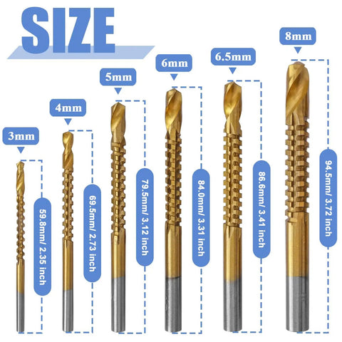 Must Have Titanium Coated HSS Drill And Saw Bit Set For Wood Metal Plastic Six Piece 3.0mm 4.0mm 5.0mm 6.0mm 6.5mm 8.0mm
