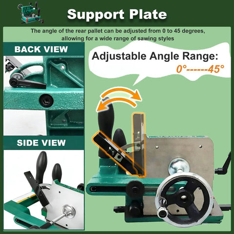 Woodworking Tenoning Machine With Adjustable Support Plate 0 To 45 Degree Tilt 82.5mm Clamp Capacity back and side view