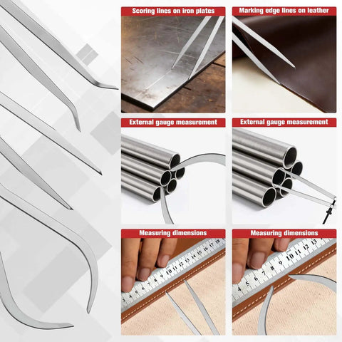 8 Inch Spring Caliper And Divider Set For Wood Turning And Lathe Work Carbon Steel measuring on metal, leather, and pipe surfaces