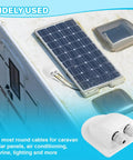 Waterproof ABS Solar Dual Cable Gland Box Two Pack White Outdoor Cable Entry Enclosure mounted on RV roof with solar panel