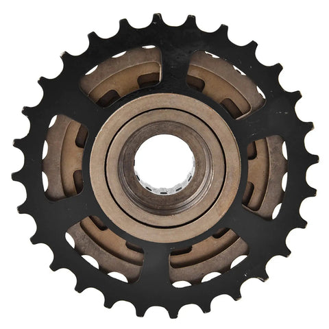 Close-up of 7 Speed Freewheel And 21 Speed Cassette Gear Set For Mountain Cross And Road Bikes In Heavy Duty Steel, Rust Resistant Rear Hub