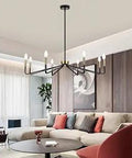 8 Light Black And Gold Dining Room Light Fixture Modern Living Room Chandelier Bedroom Modern Light Fixture 95 Percent Assembled