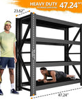Industrial Grade Premium Badass Heavy Hitting Tough As Nails Metal Shelving Unit With Adjustable Black Steel Decks for bulk storage.
