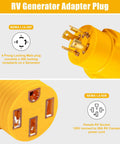 Plug And Play Nema L14 30P To 14 50R Generator Adapter Plug Handling 30 Amp To 50 Amp Conversion for RV with male and female ends