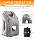 Inflatable Travel Neck Pillow With Eye Mask And Ear Plugs, Super Comfy support dimensions, gray, bag included