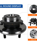 Pair 513286 Wheel Hub and Bearing Assembly for Dodge Journey 2009 to 2017 and Ram ProMaster with Encoder ABS, top, front, bottom view