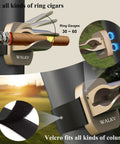Magnetic Cigar Holder For Golf Cart With Velcro Mount Universal Fit 30 To 60 Ring Cigars Aluminum Champagne Gold