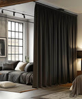 Dope Room Divider Curtain With Ceiling Track System Black 15 Ft Wide By 9 Ft Tall One Panel Heavy Triple Weave Blackout Fabric