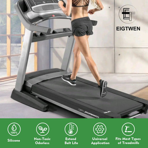 Person jogging on treadmill, using Silicone Treadmill Lubricant 500ml For Smooth Quiet Belt Ride High Temperature Resistant Oil